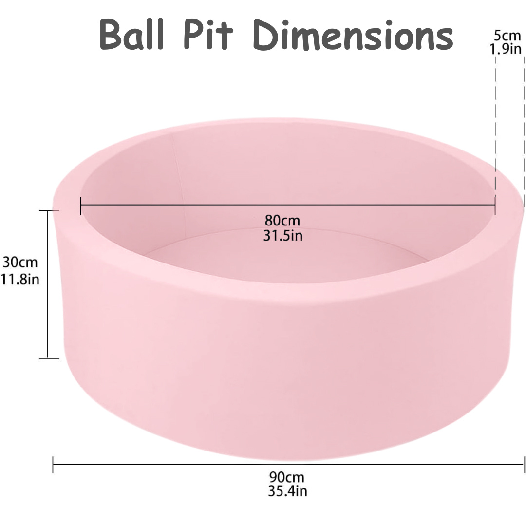 Foam Ball Pit Pool for Kids - 90X30cm/200 Balls INCLUDED - Pink